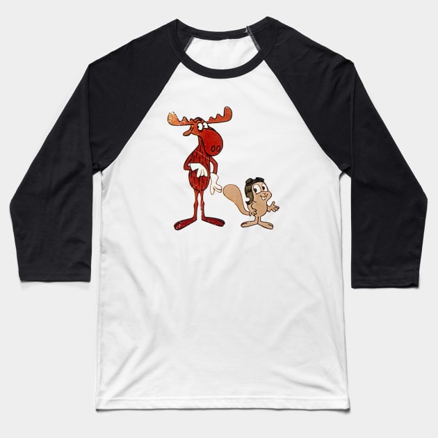 Rocky and Bullwinkle - Authentic Style Distressed Baseball T-Shirt by offsetvinylfilm